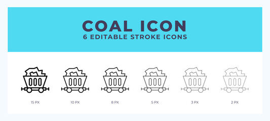 Coal icon with different stroke. Vector illustration.