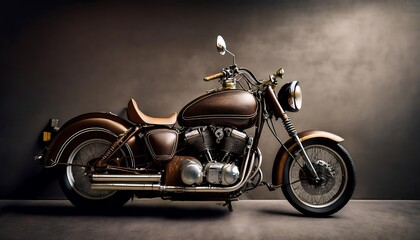 Vintage motorcycle against a textured backdrop.