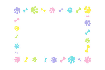 Colorful Cat Or Dog Paw Frame On White Background. Wallpaper. Vector Illustration