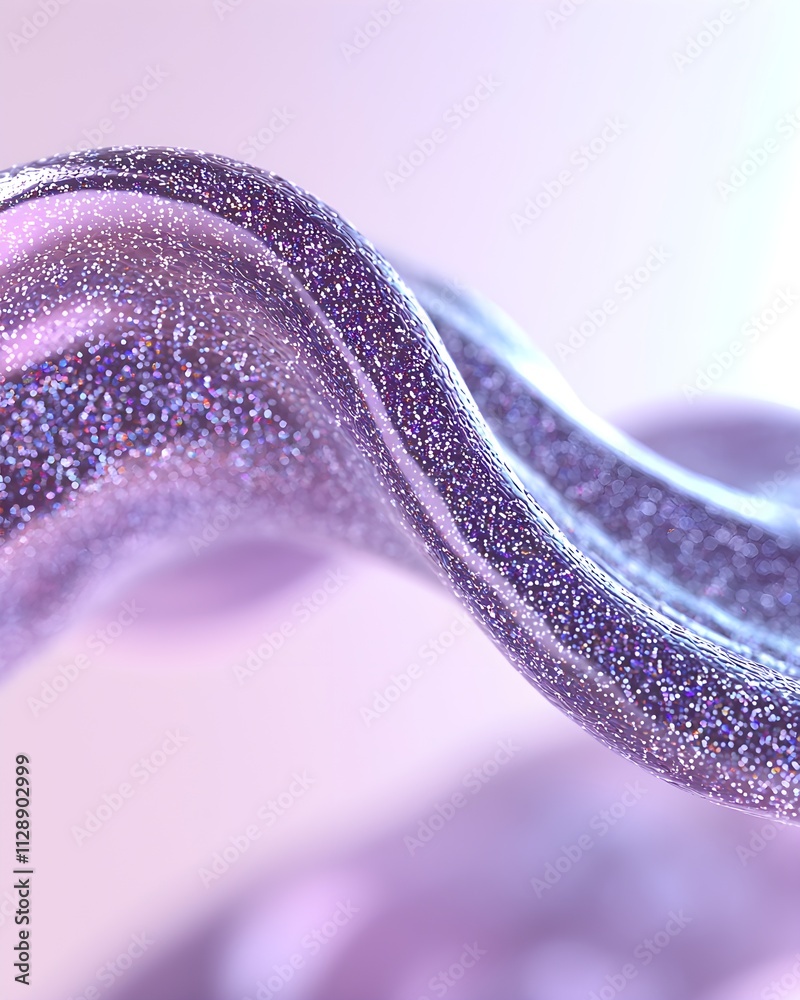 Wall mural Shimmering purple glitter wave in soft light