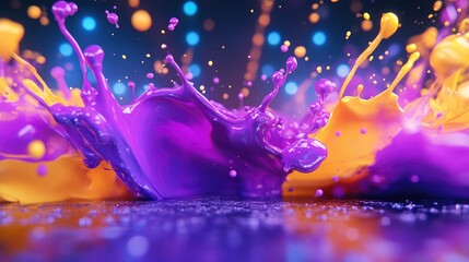 Abstract paint splashes in dynamic display