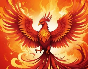 Fototapeta premium bird with wings and flames