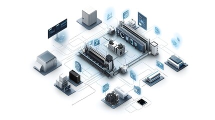A diagram illustrating the integration of digital twins with IoT technologies, showing interconnected devices and their enhanced monitoring and control capabilities