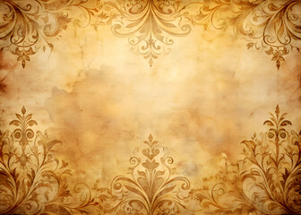Vintage floral design on aged paper background.