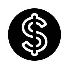 Black round shape with united states us dollar sign icon vector illustration design on white background.