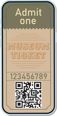 Electronic ticket to the museum in retro style on your phone.