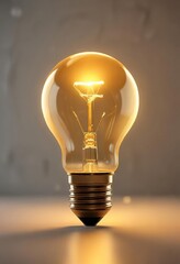 Soft abstract glowing yellow orange bright light bulb with a mesmerizing aura, glowing, ethereal