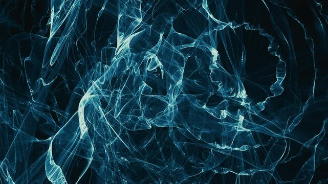 Blue evolving fractal loop, part 1 of 2. Beautiful electric blue and cyan complex 3d fractal animation. Looping, video loop. Complex patterns. Evolving abstract organic forms. Warping, morphing forms.