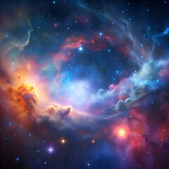 Fototapeta premium A mesmerizing cosmic landscape with vibrant nebulas and twinkling stars.