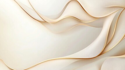 Elegant abstract background with smooth, flowing lines and soft gradients in beige and gold tones, creating a sophisticated and calming effect.