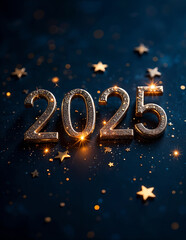 Carte de voeux 2025 paillettes or