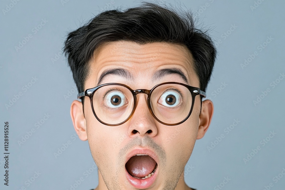 Poster a dynamic shot of a person covering their face in shock, their wide eyes and open mouth showing disb