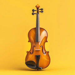 brown violin placed on a yellow background helps develop the mind, emotions, and music.