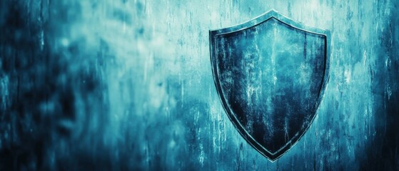 Fototapeta premium Grunge Blue Metal Shield on Textured Background, Security Concept