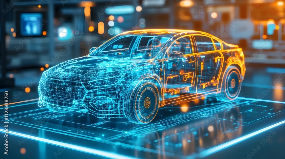 Poster a digital twin receiving real-time data from sensors, showcasing the continuous update process of th