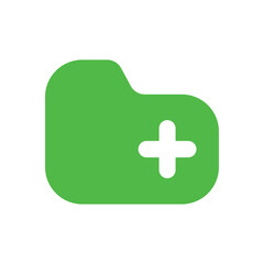 Obraz premium Bright Green Pixelated Folder Icon with a Small Plus Symbol