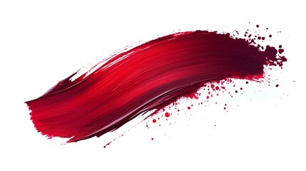 Dynamic wine-red brushstroke creates fluid motion on white background, featuring textured paint with&nbsp;glossy finish and diagonal movement, showcasing energetic artistic expression&nbsp;and gradient blending