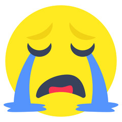 A creative design icon of weeping face