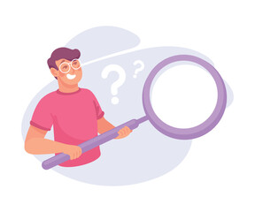 Fototapeta premium Search with Man Character with Magnifier Vector Illustration