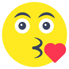 A creative design icon of kiss emoji