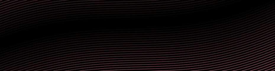 Abstract background with lines and waves. Web banner size. Element for design isolated. Vector background for brochure, booklet, flyer, poster. Pink and black gradient. Valentine's Day