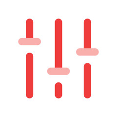 Abstract Red Vertical Sliders with Pink Knobs on a Gray Background