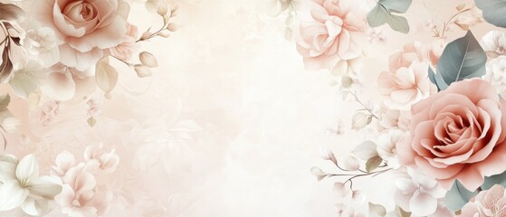 Elegant Pastel Roses and Flowers Wedding Floral Background