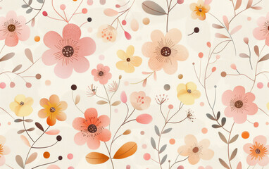 Fototapeta premium Retro style floral texture art background 