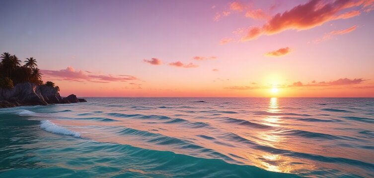 Warm hues of orange and pink hues fade into the turquoise sea, evening, thanet, colours