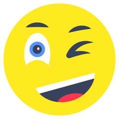 Vector design of winking emoji
