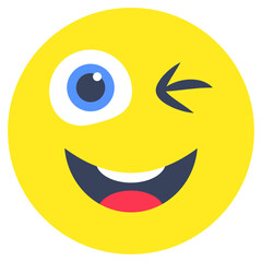 A flat rounded design icon of one eye emoji