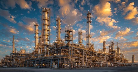 Fototapeta premium High-tech industrial oil and gas plant under a vibrant sky