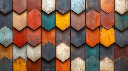 Architectural&nbsp;detail of vintage brick wall showcases varied terracotta tones and weathered textures, creating geometric&nbsp;pattern of artisanal masonry&nbsp;in urban industrial context.