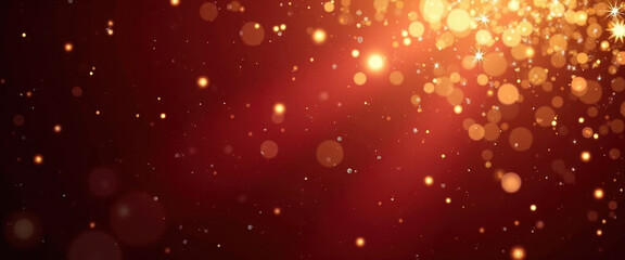 bokeh effect with gold glitter on a deep Maroon color background