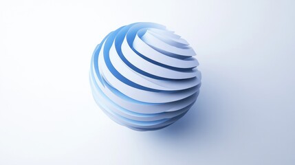 Abstract Blue Spiral Sphere: A 3D Render of a Geometric Form