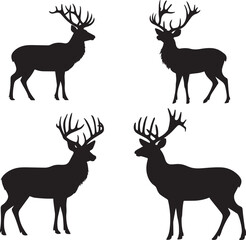 Set of Deer silhouette vector illustration
