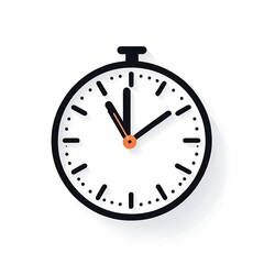 Simple Time Management Icon: A minimalist clock icon with a long shadow, symbolizing time management, deadlines, efficiency, and productivity.  