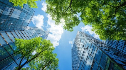 Modern skyline with innovative, eco-friendly buildings
