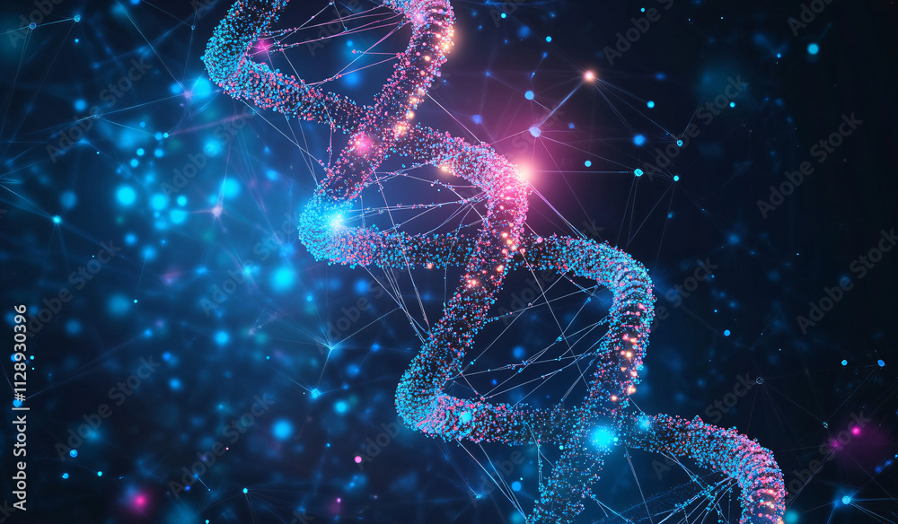 Fototapete An abstract circular DNA vector background featuring vibrant and colorful elements, symbolizing innovation and life sciences.

