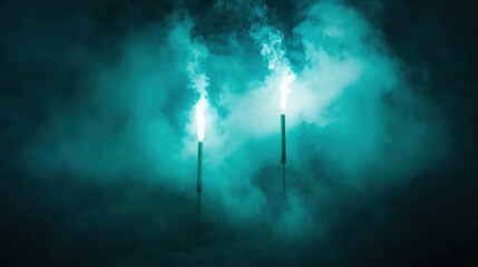 Teal Smoke and Burning Candles