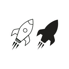 Fototapeta premium Rocket icon vector. Simple outline rocket sign