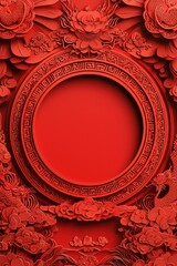 Red Chinese New Year Floral Dragon Circle Background