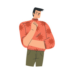 Serious Man Character with Gesture and Face Expression Vector Illustration