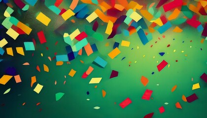 colorful confetti on a green background