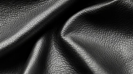 Fototapeta premium Black leather surface with rich texture and depth, providing a bold and elegant background for a sophisticated look