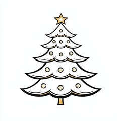Fototapeta premium A single-line depiction of a contemporary Christmas tree.