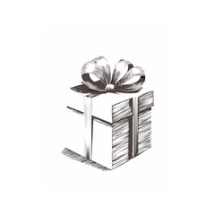Christmas Gift Present Sketch Celebration Decoration Winter Event Festival of X-Mas
