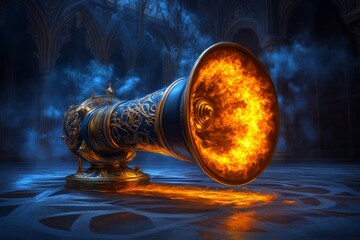 A gothic-style depiction of a recorder ejecting a dark, glowing object, surrounded by eerie shadows and mystical symbols