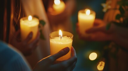 Cozy Autumn Ambiance with Flickering Candles and Warm Firelight Creating Intimate Mood