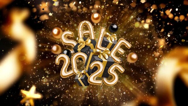 Decorative inflated foil balloon 2025 sale christmas font, confetti falling